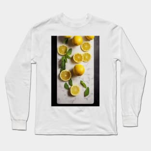 Lemon slices on stone table Long Sleeve T-Shirt